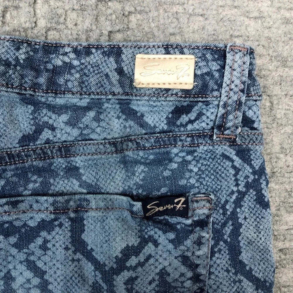 Seven7 Shorts Womens 12 Blue Weekend Short Python Indigo Snake Print Denim Norm